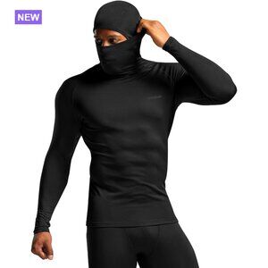 Thermal Compression Hoodie with Mask, Long Sleeve Base Layer for Winter Sports